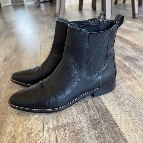 J. Crew Black Leather Chelsea Boots with Contrast Stitching - Picture 6 of 9